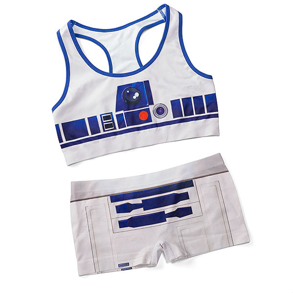 Thinkgeek - women's R2-D2 seamless sports bra and boyshorts