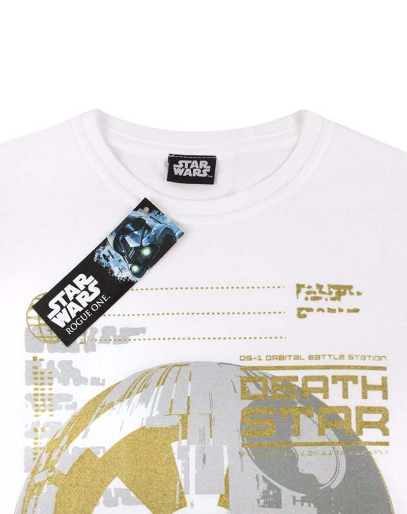 Women's Rogue One Death Star metallic t-shirt available on Amazon