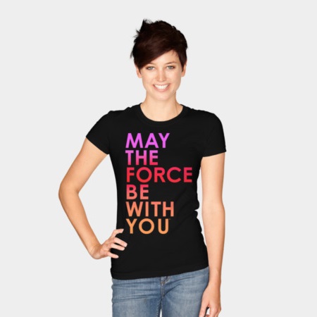 Women's Star Wars The Last Jedi May The Force Be With You pink gradient tank top at Design By Humans