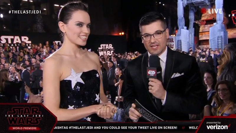 Daisy Ridley on the red carpet for The Last Jedi premiere