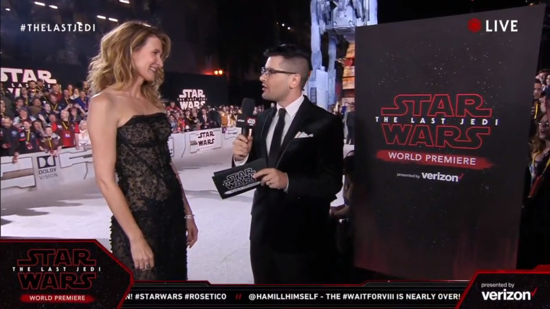 Laura Dern on the red carpet for The Last Jedi premiere