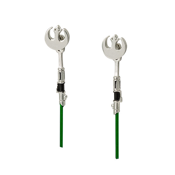 Star Wars Yoda Lightsaber dangle earrings at ThinkGeek
