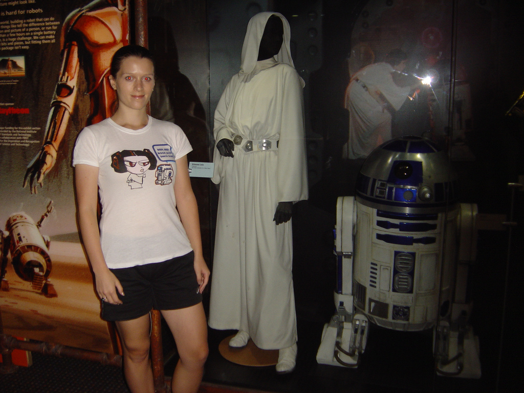 Myself with a Princess Leia costume on display