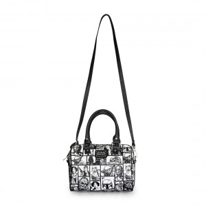 Loungefly - black/white comic print faux leather duffle