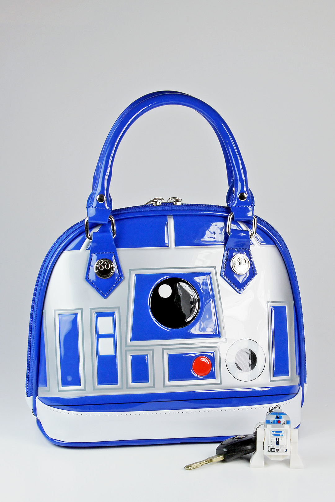 Loungefly - R2-D2 handbag (front, with Lego keychain)