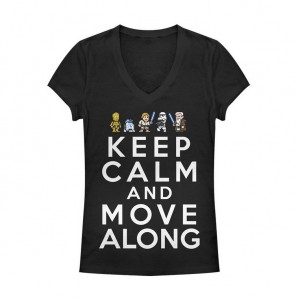 Fifth Sun - Keep Calm and Move Along Juniors Graphic V Neck tee