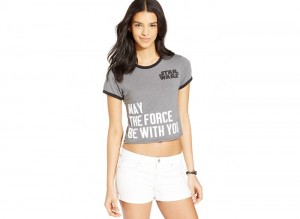 Macy's - gray crop t-shirt with May The Force Be With You text
