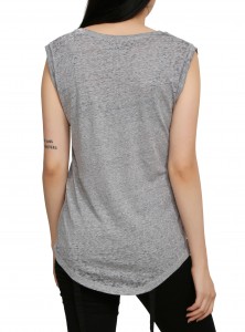 Hot Topic - women's heather grey muscle-cut tank top (back)