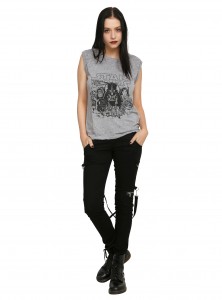 Hot Topic - women's heather grey muscle-cut tank top (front)