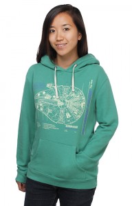 Thinkgeek - exclusive Falcon Blueprint ladies' hoodie (front)