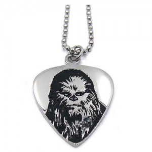 Entertainment Earth - stainless steel Chewbacca guitar pick necklace by Han Cholo