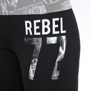 Thinkgeek - exclusive women's Rebel 77 skinny yoga pants (print detail)
