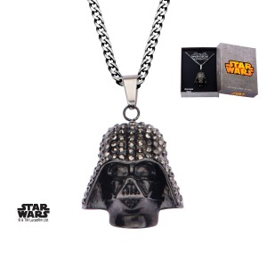 Body Vibe - women's Darth Vader pendant with clear gems