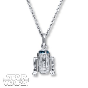 Kay Jewelers - sterling silver R2-D2 necklace with diamond accents