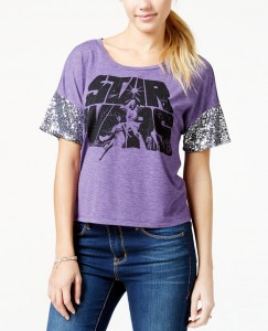 Macy's - women's Star Wars logo sequin sleeve t-shirt