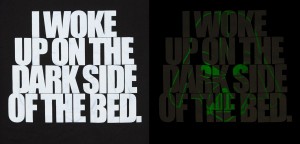 Thinkgeek - Dark Side Of The Bed glow-in-the-dark sleep shirt (detail)