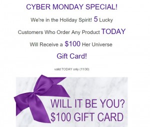 Her Universe - Cyber Monday 2015 promotion
