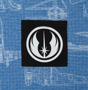 Thinkgeek - women's plus size Jedi blueprint t-shirt (detail)