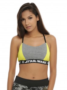 Hot Topic - women's Star Wars grey and yellow sports bra (front)