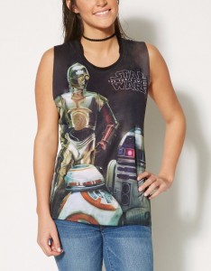 Spencers - women's C-3PO BB-8 R2-D2 tank top (front)