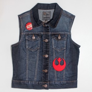 Denim vest with Star Wars patch and pin