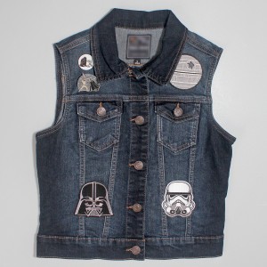Denim vest with Star Wars patches and pins
