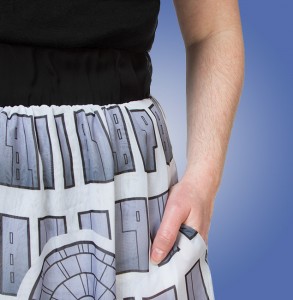 Thinkgeek - women's Death Star maxi skirt (detail)