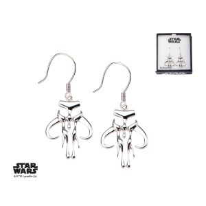 Body Vibe X Star Wars - Sterling Silver Mandalorian symbol dangle earrings
