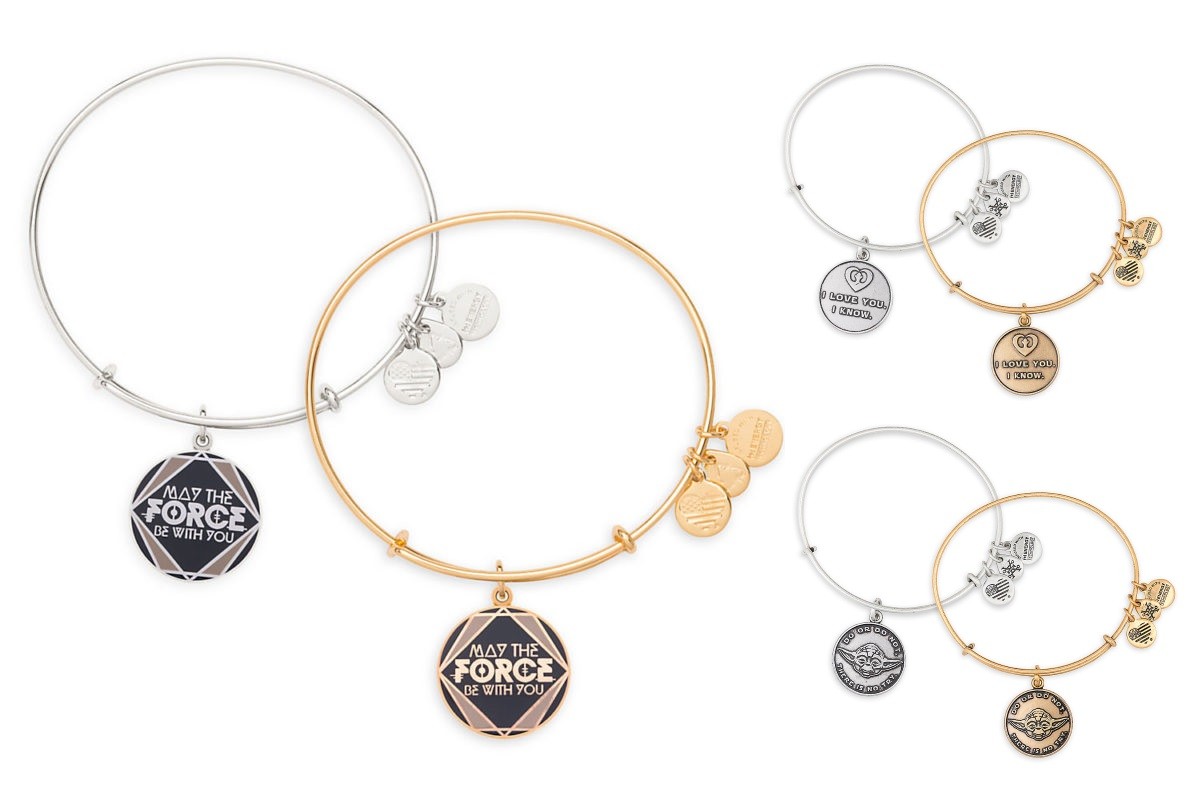 Alex And Ani x Star Wars text quote expandable charm bangle bracelets at Disney Store