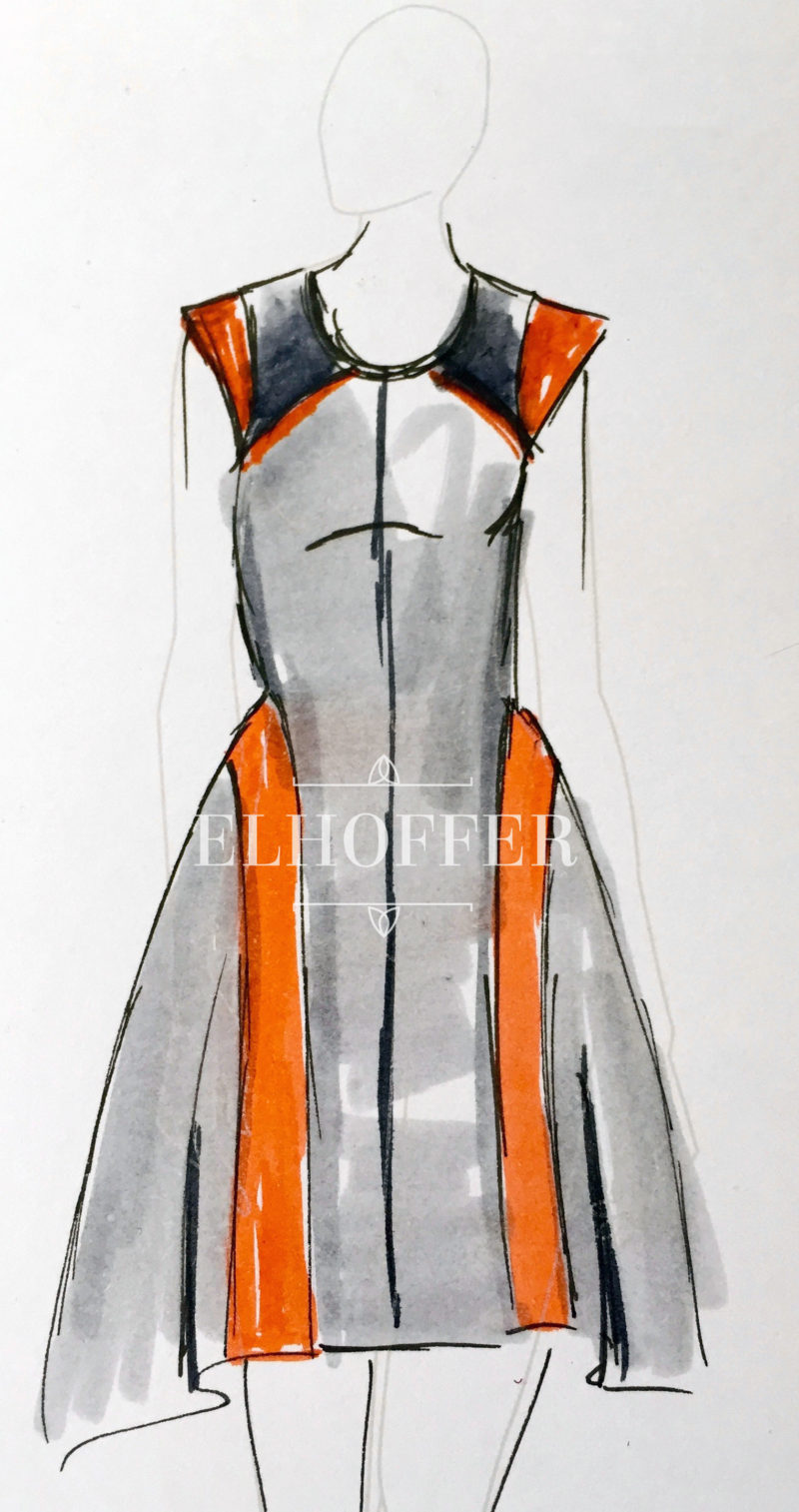 Elhoffer Design - BB-8 inspired dress concept sketch
