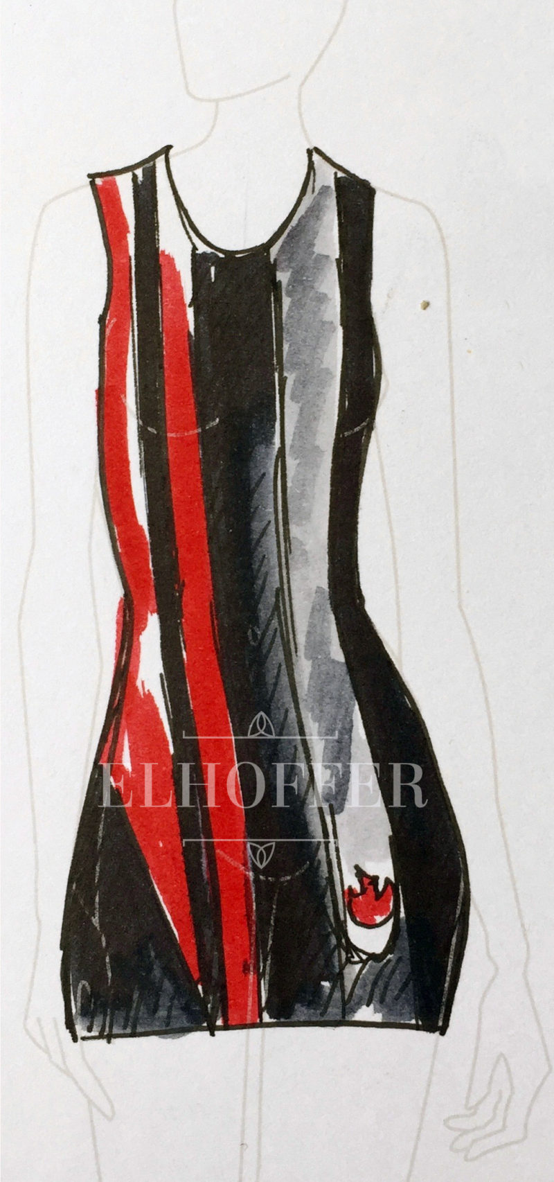 Elhoffer Design - Poe Dameron inspired dress concept sketch