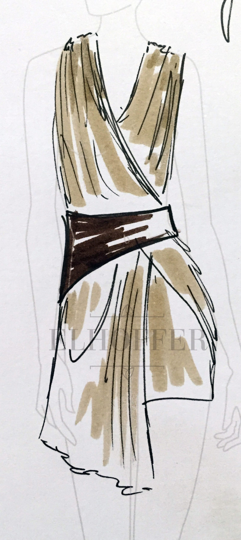 Elhoffer Design - Rey inspired dress concept sketch