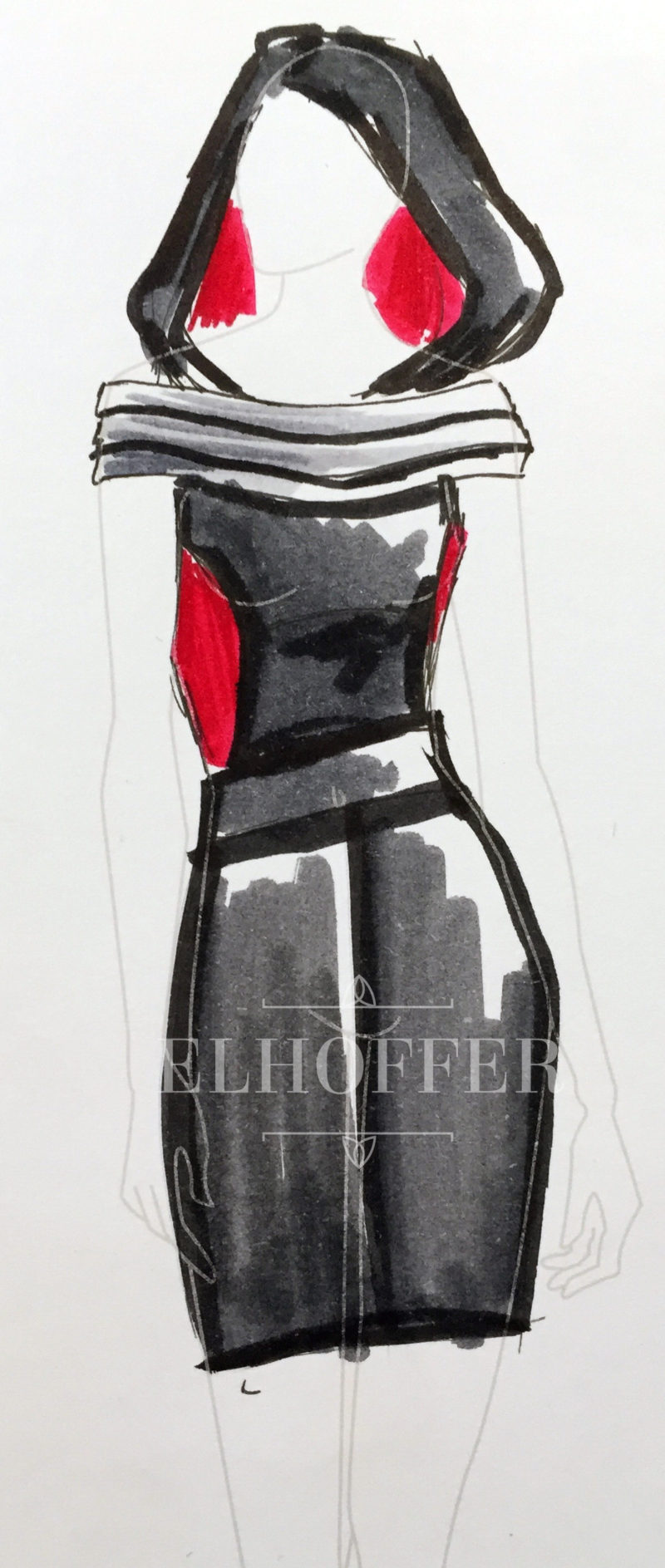 Elhoffer Design - Kylo Ren inspired dress concept sketch