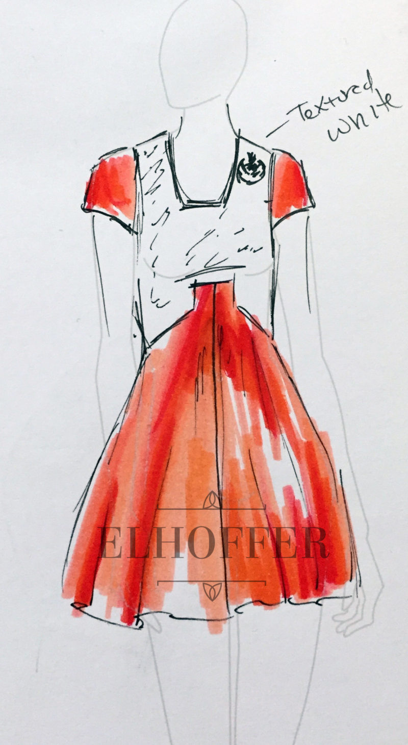 Elhoffer Design - X-Wing pilot inspired dress concept sketch