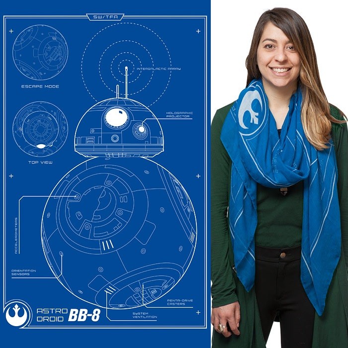 Thinkgeek - women's BB-8 blueprint scarf