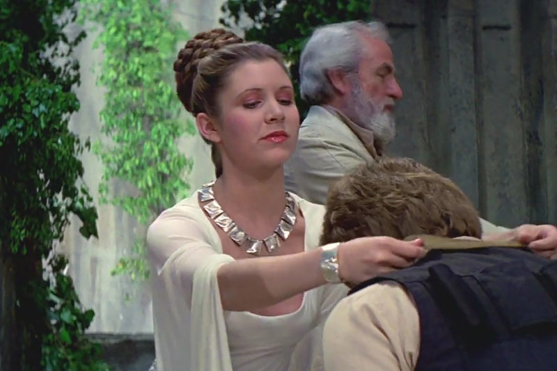 Screencap - Princess Leia awards Han Solo the Medal of Yavin