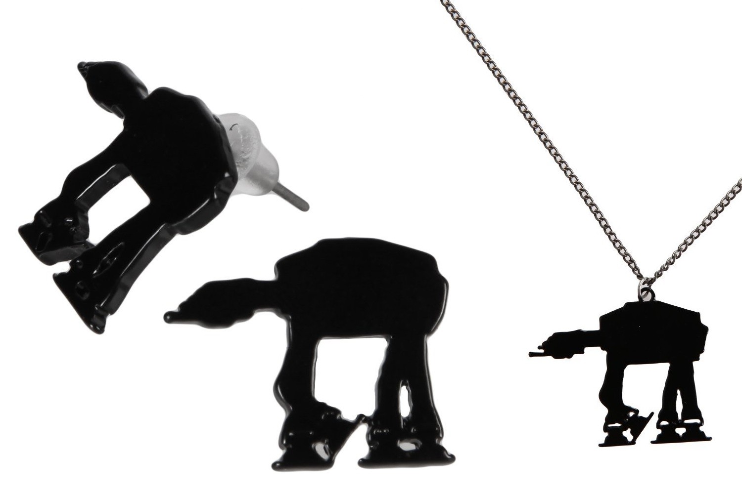 AT-AT silhouette earrings and necklace