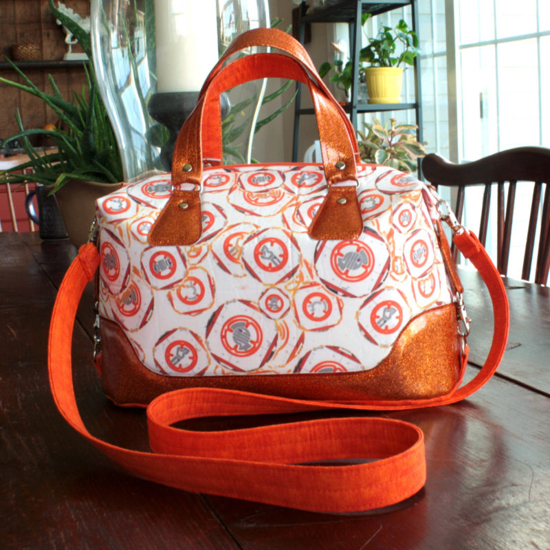 BenaeQuee Creations - BB-8 Bubbles Orange Glitter Convertible Handbag