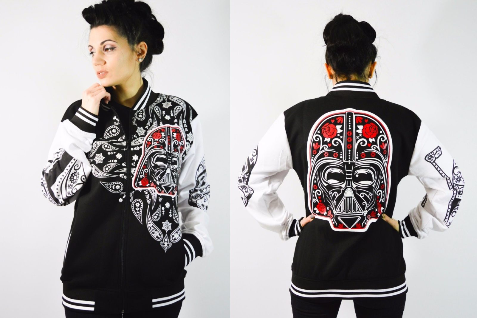 My Odd Girl - sugar skull Star Wars varsity jacket