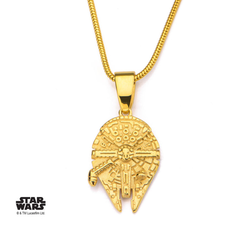 Body Vibe - Women's Stainless Steel Gold PVD Plated Millennium Falcon Necklace
