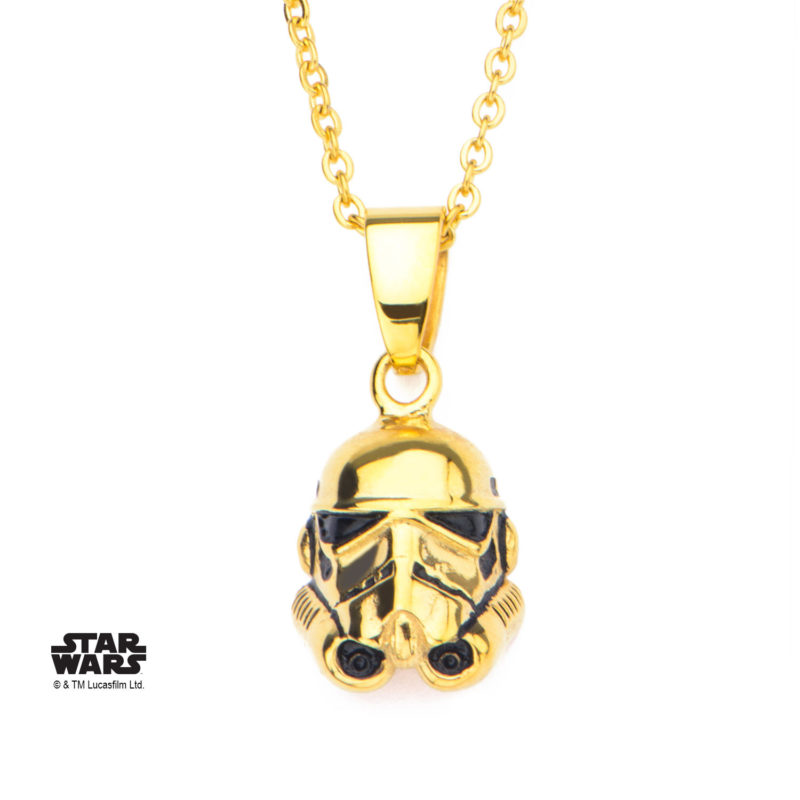 Body Vibe - Women's Stainless Steel Gold PVD Plated 3D Stormtrooper Necklace