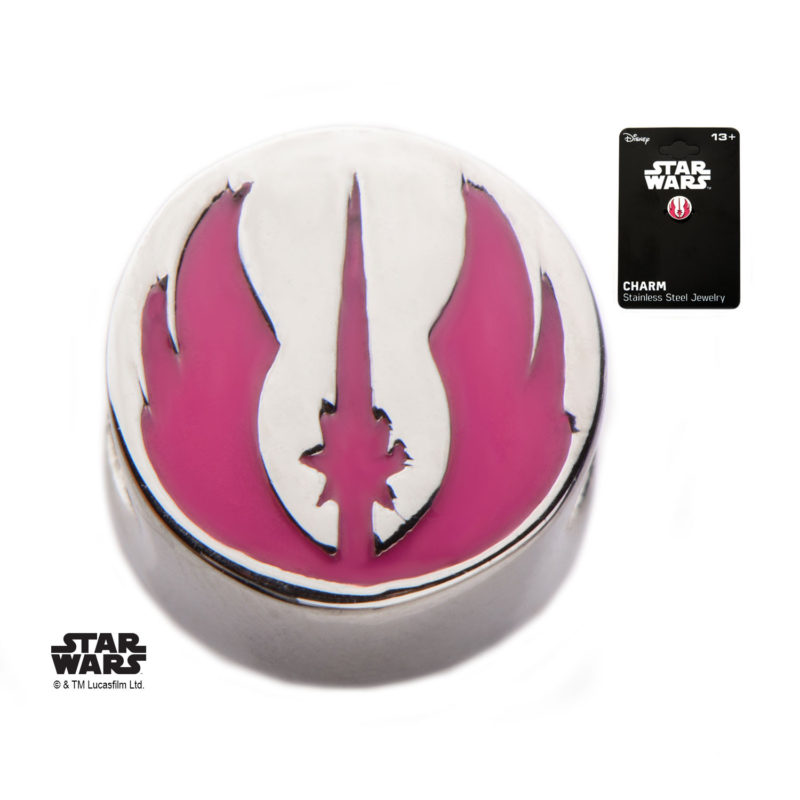 Body Vibe - Stainless Steel Star Wars Pink Jedi Symbol Bead Charm