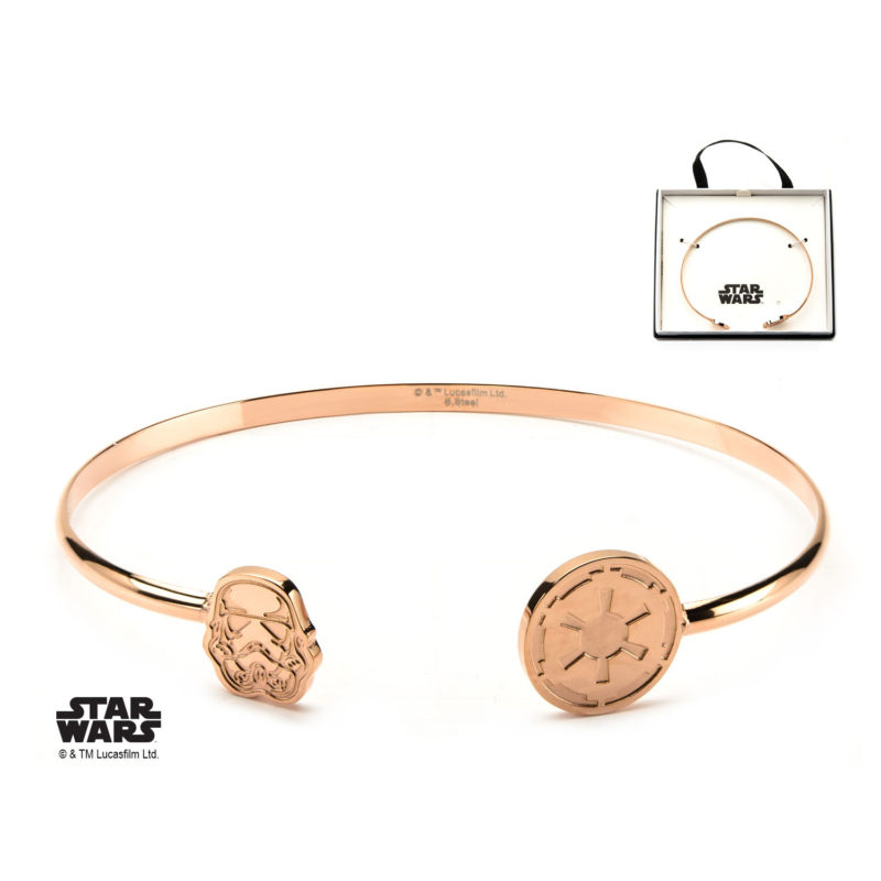 Body Vibe - Women's Stainless Steel Rose Gold PVD Plated Star Wars Stormtrooper Cuff Bangle Bracelet