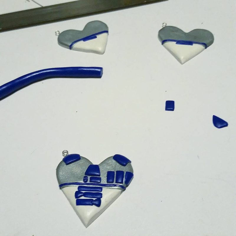 MIss E's Accesories - R2-D2 heart pendant in progress