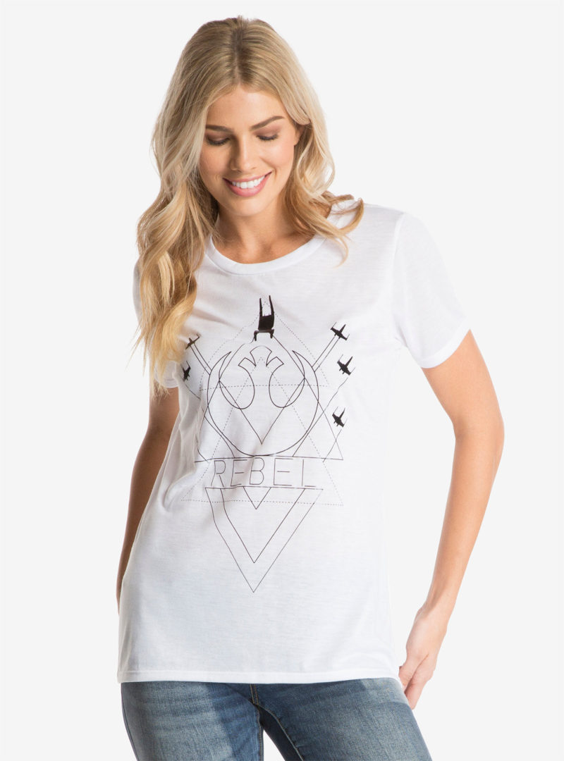 Women's Rogue One matte black foil t-shirt available at Box Lunch