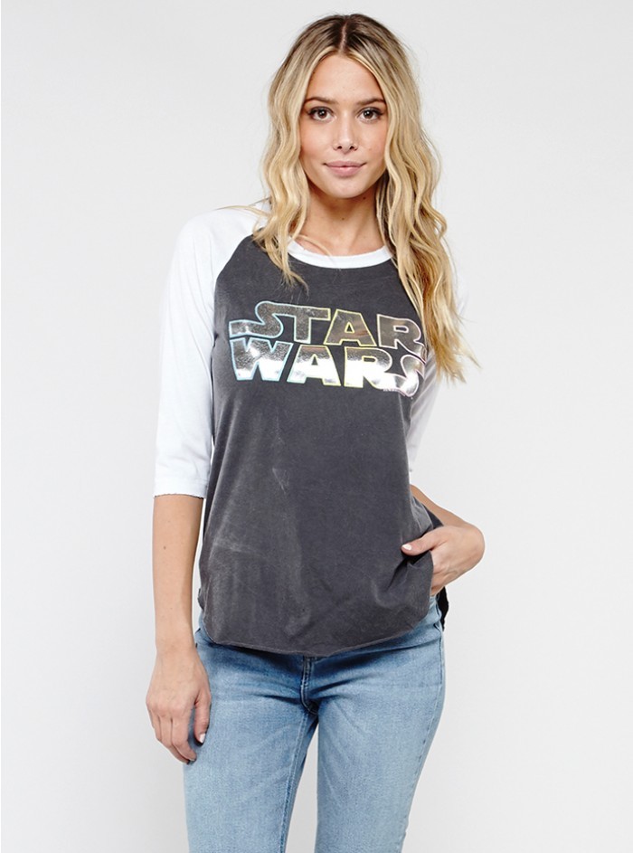 Women's Star Wars logo raglan top by Junk Food Clothing