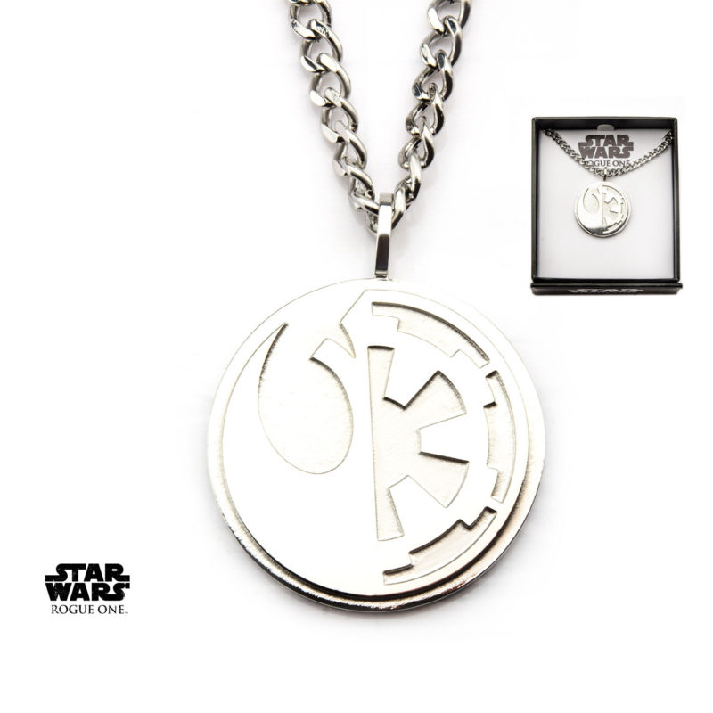 Body Vibe x Star Wars Rogue One Rebel & Empire symbol necklace available at Entertainment Earth