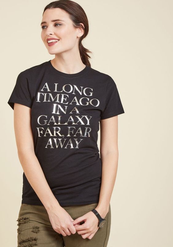 Women's Star Wars silver foil print t-shirt available at ModCloth