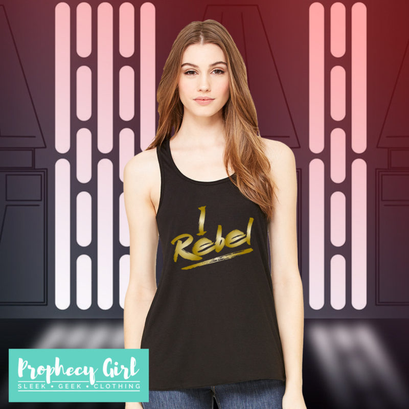Women's Rogue One inspired 'I Rebel' tank top by Prophecy Girl