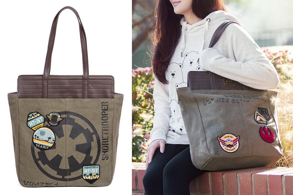 Loungefly x Rogue One Rebel vs Empire tote bag available at ThinkGeek